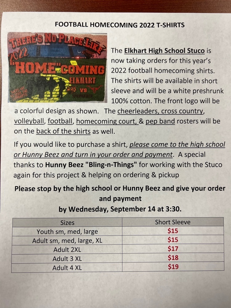 Order your football homecoming shirts now.  